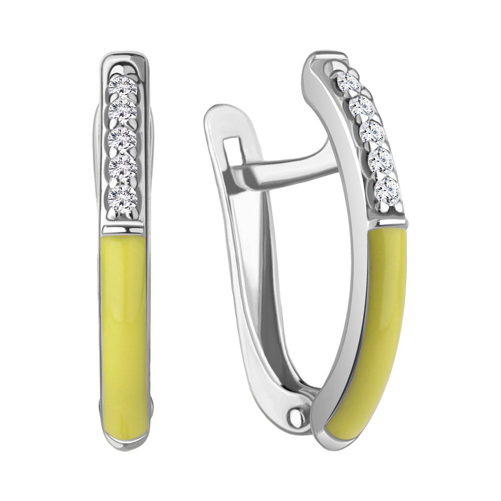 Серьги из серебра с фианитами и эмалью | Acid | Aquamarine