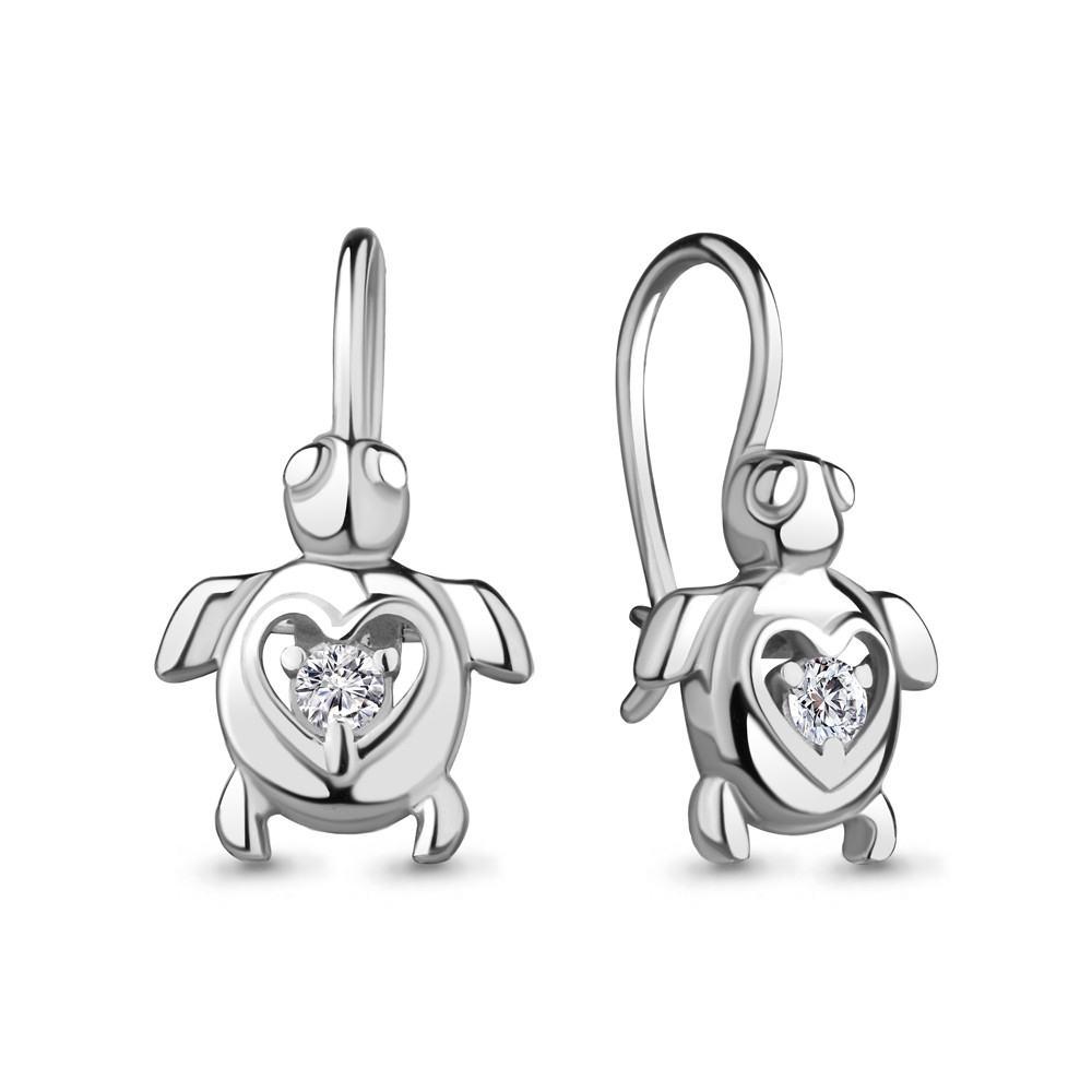 Серьги из серебра с фианитами | Aquamarine