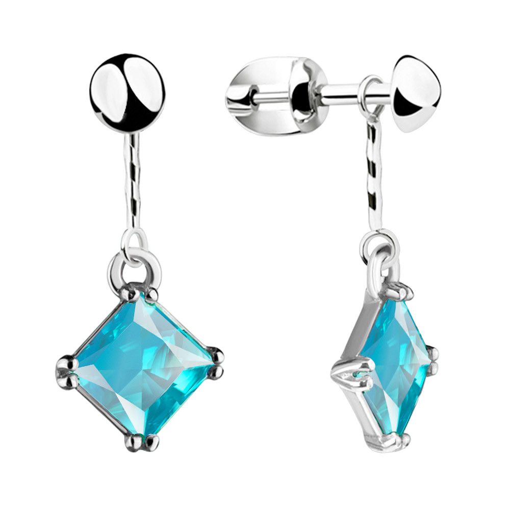 Серьги из серебра со стеклянными вставками | Aquamarine