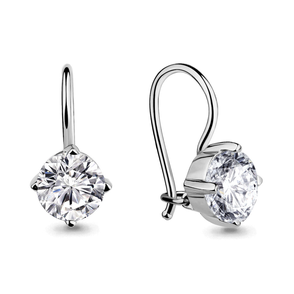 Серьги из серебра с фианитами | Happy | Aquamarine