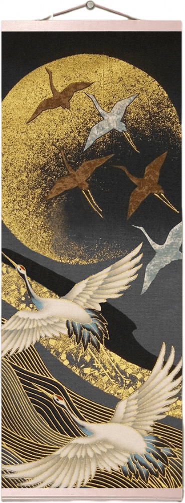 Картина по номерам с поталью «Полёт журавлей» | Флюид