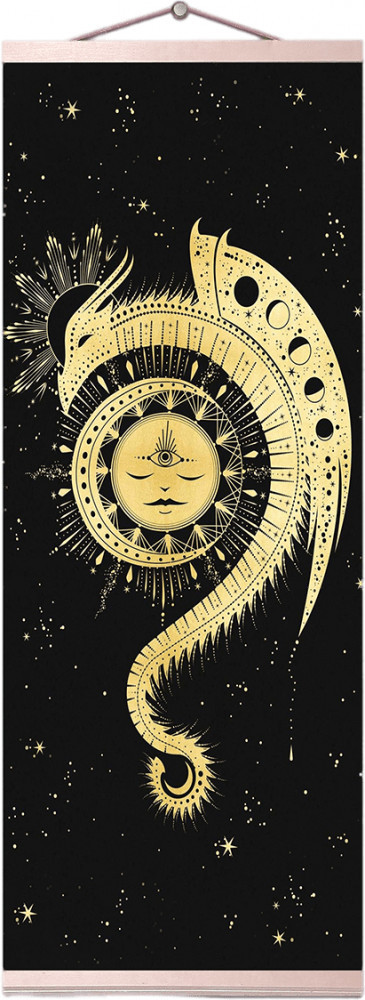 Картина по номерам с поталью «Дракон, Солнце и Луна» | Флюид