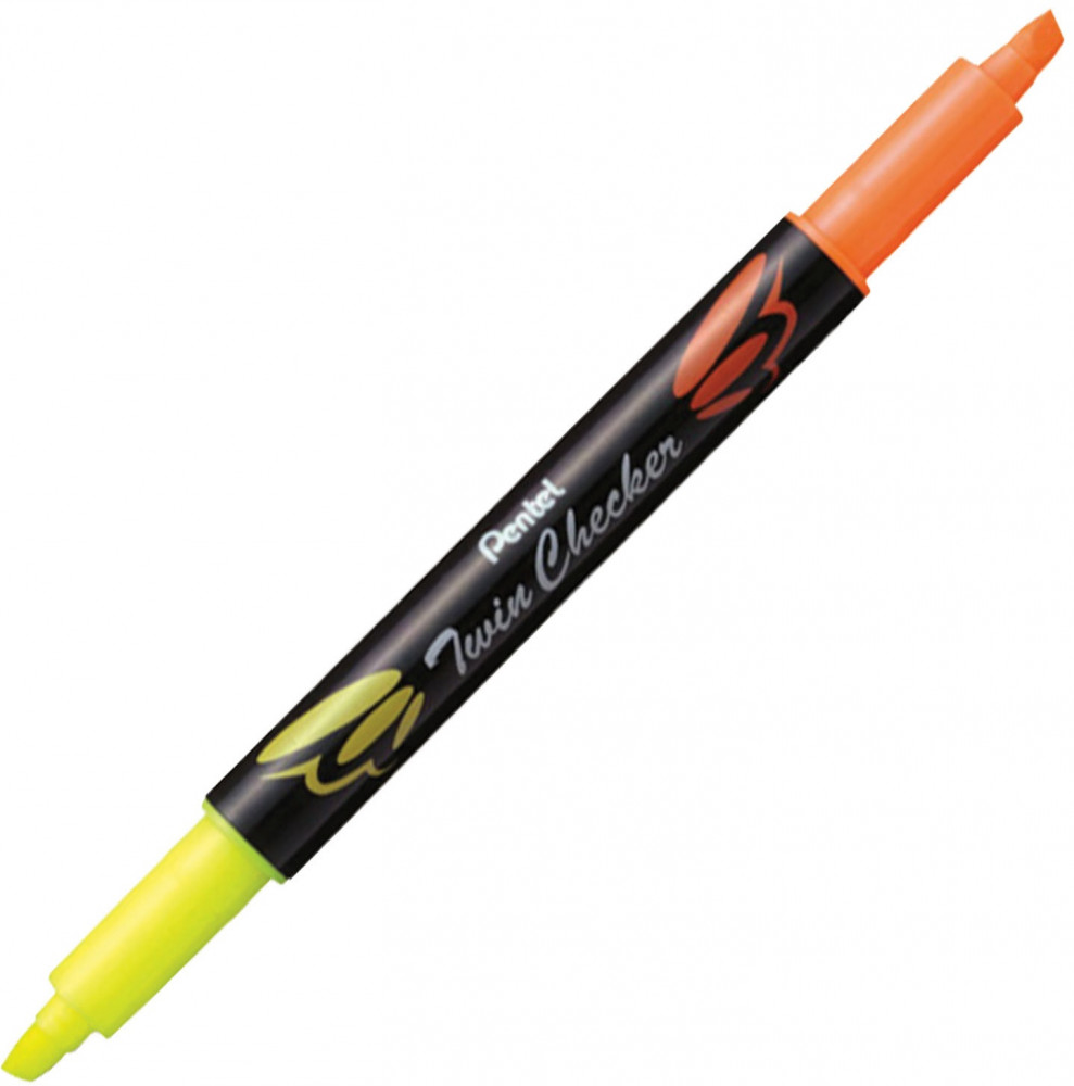 Текстовыделитель двухцветный, желто-оранжевый | Twin Checker | Pentel