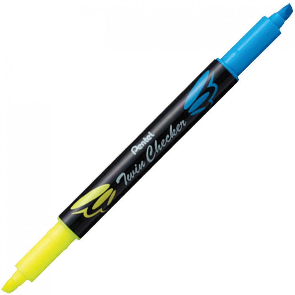Текстовыделитель двухцветный, желто-голубой | Twin Checker | Pentel