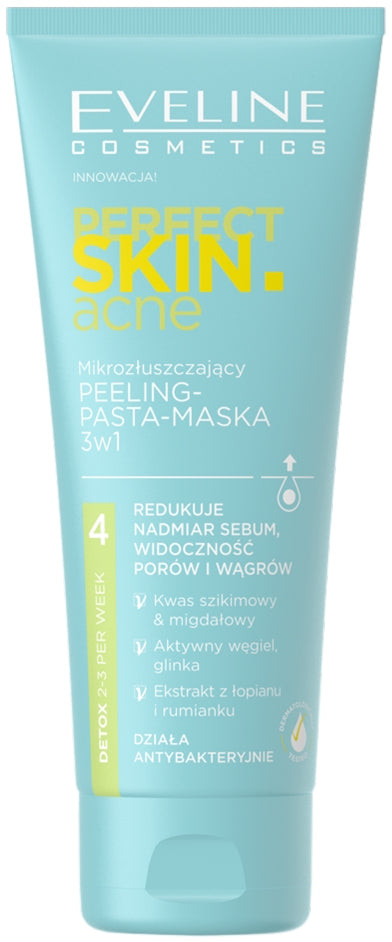 Пилинг-паста для лица микроотшелушивающий «3 в 1» | Perfect Skin. Acne | Eveline Cosmetics