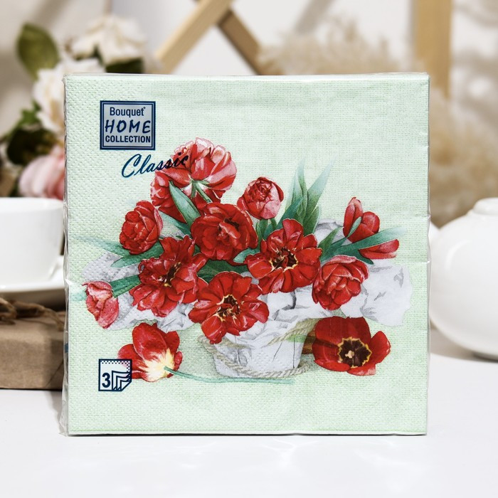Набор салфеток бумажных «Декоративные тюльпаны» | Home collection. Classic | Art Bouquet