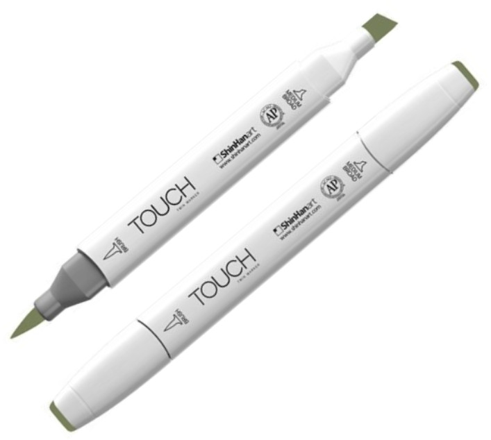 Маркер на спиртовой основе двусторонний, Y42 Зеленый бронзовый | TWIN Brush | Touch