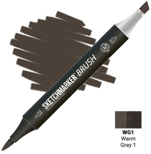 Маркер-кисть двусторонний, WG1 Теплый серый 1 | Sketchmarker Brush | Sketchmarker