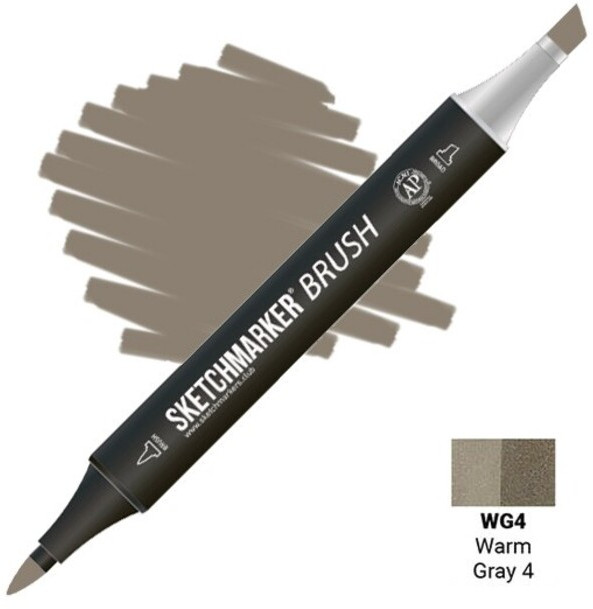Маркер-кисть двусторонний, WG4 Теплый серый 4 | Sketchmarker Brush | Sketchmarker