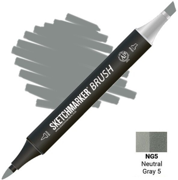 Маркер-кисть двусторонний, NG5 Серый нейтральный 5 | Sketchmarker Brush | Sketchmarker