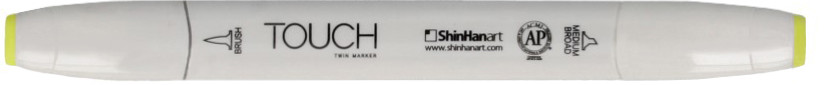 Маркер на спиртовой основе двусторонний, F123 Жёлтый флуоресцентный | TWIN Brush | Touch