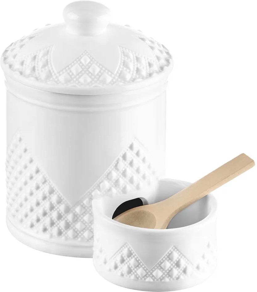 Банка для соли с деревянной ложкой «Ромбики» | Ромбики | Elan Gallery