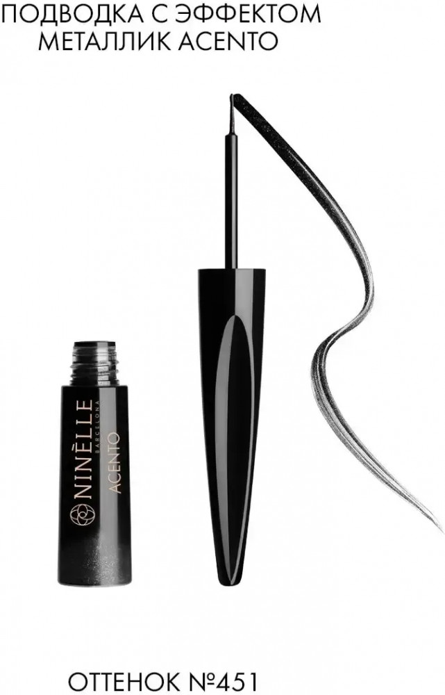 Подводка для век с эффектом металлик, оттенок 451 Черный | Ninelle
