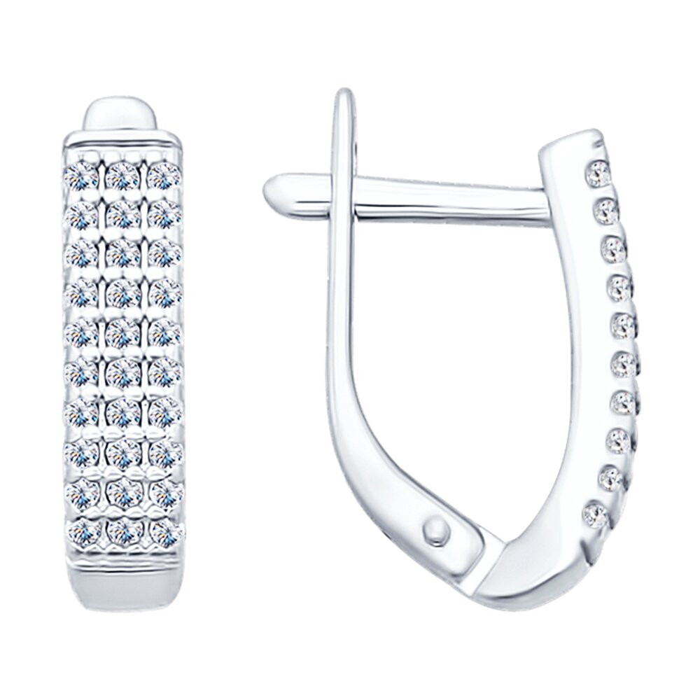 Серьги из серебра с фианитами | SOKOLOV