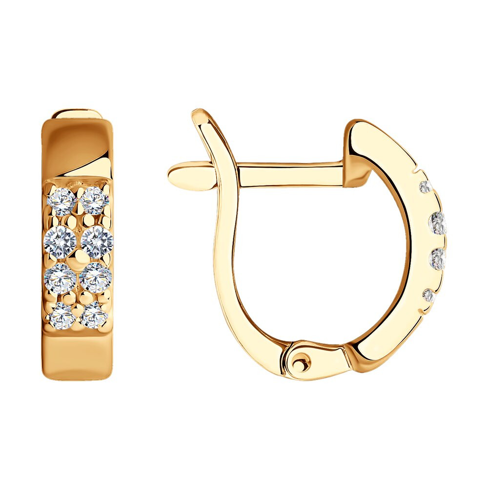 Серьги из золоченого серебра с фианитами | SOKOLOV