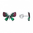 Серьги из серебра с фианитами и корундами