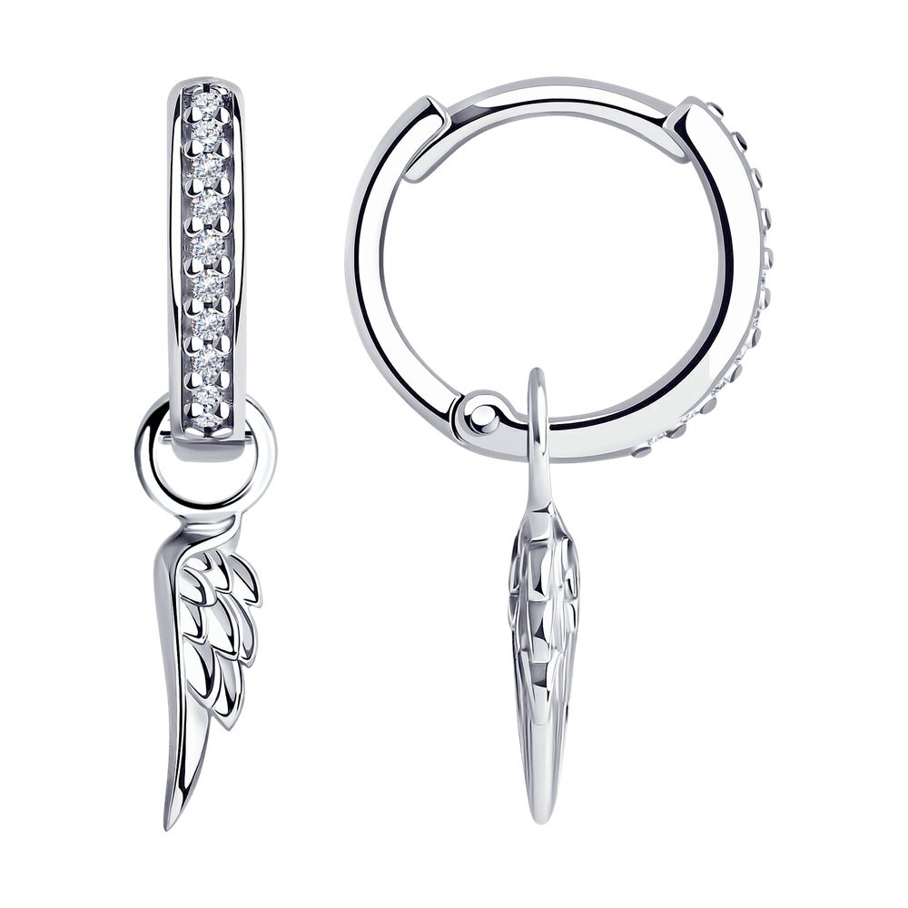 Серьги из серебра с фианитом | Svoboda | SOKOLOV