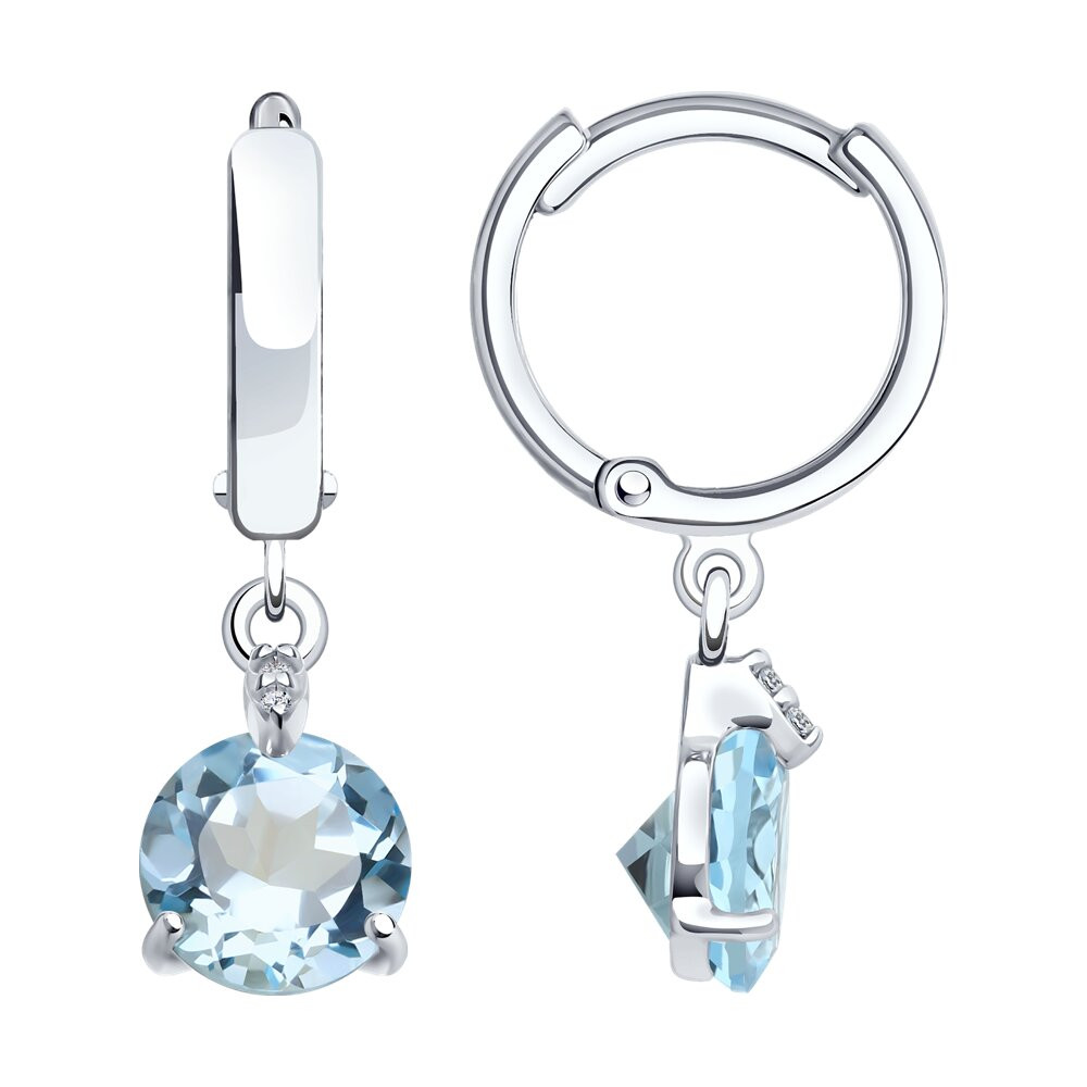 Серьги из серебра с топазами и фианитами | SOKOLOV