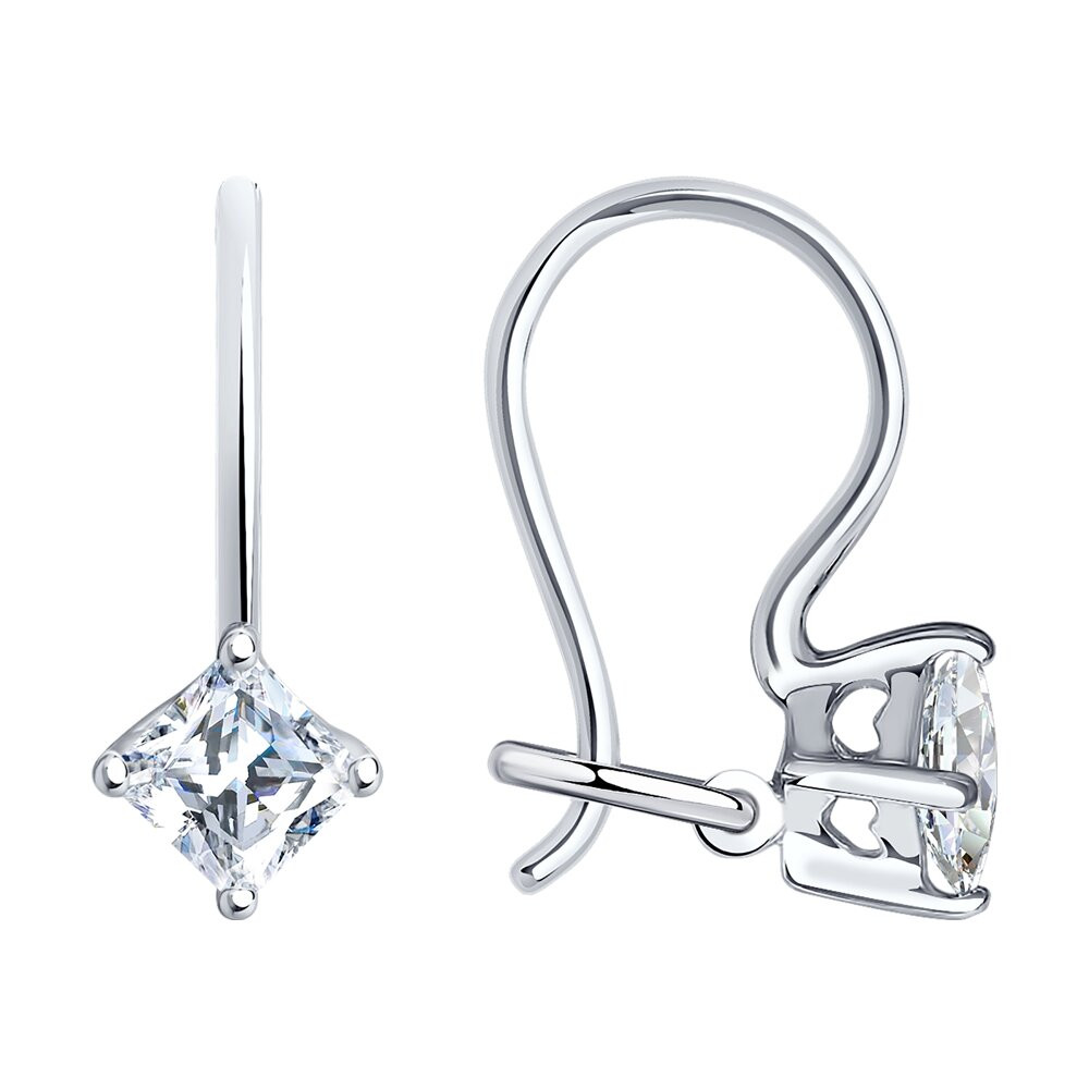 Серьги из серебра с фианитами | SOKOLOV