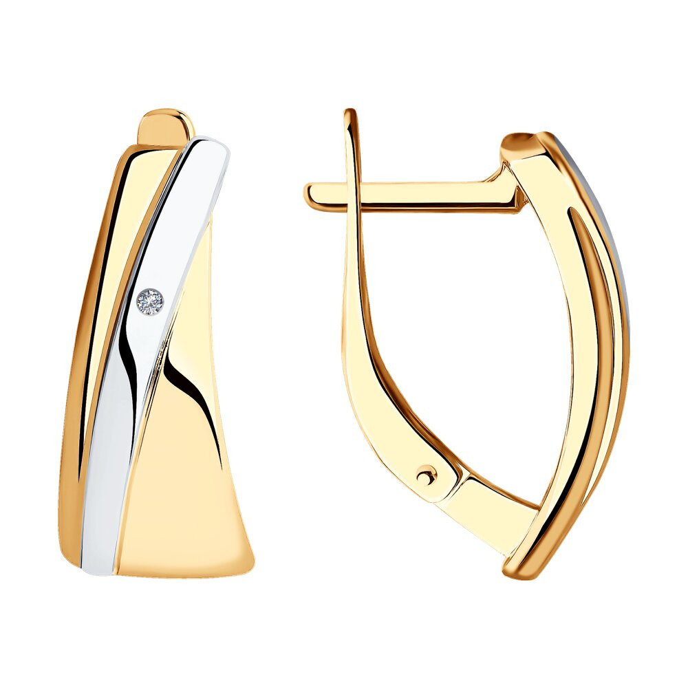 Серьги из золочёного серебра с бриллиантами | SOKOLOV