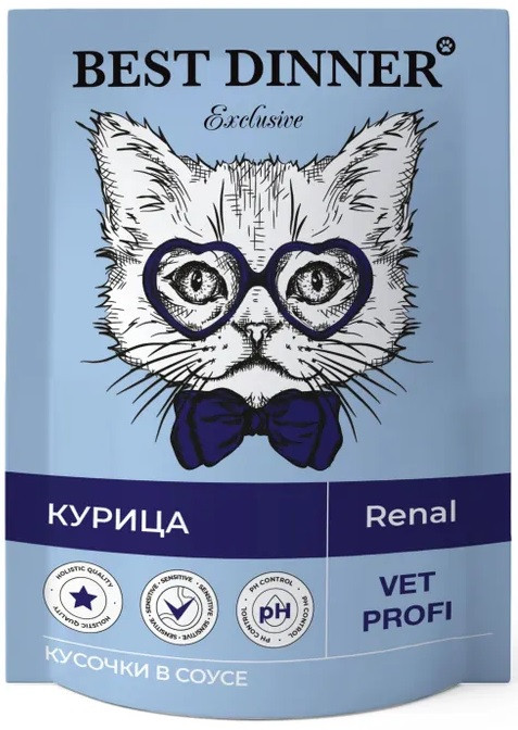 Паучи для взрослых кошек для профилактики заболевания почек «Курица» | Best Dinner