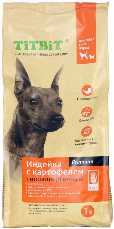 Корм для собак всех пород гипоаллергенный «Индейка с картофелем» | TiTBiT