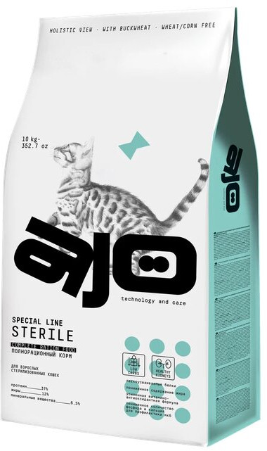 Корм для активных стерилизованных кошек с высоким содержанием белка | Special line | AJO