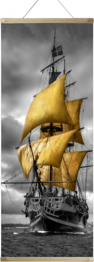 Картина-панно по номерам с поталью «На поднятых парусах» | Флюид