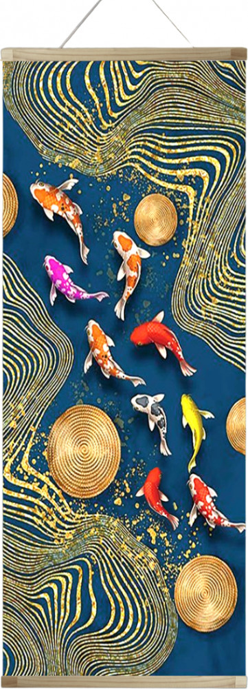 Картина-панно по номерам с поталью «Карпы кои» | Флюид