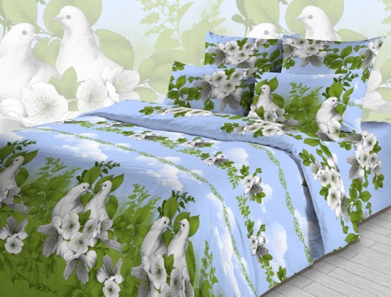 Комплект постельного белья «Голубка» (арт. 3787/1, 2-спальный, бязь, 2 наволочки 70х70) | ТДЛ Текстиль