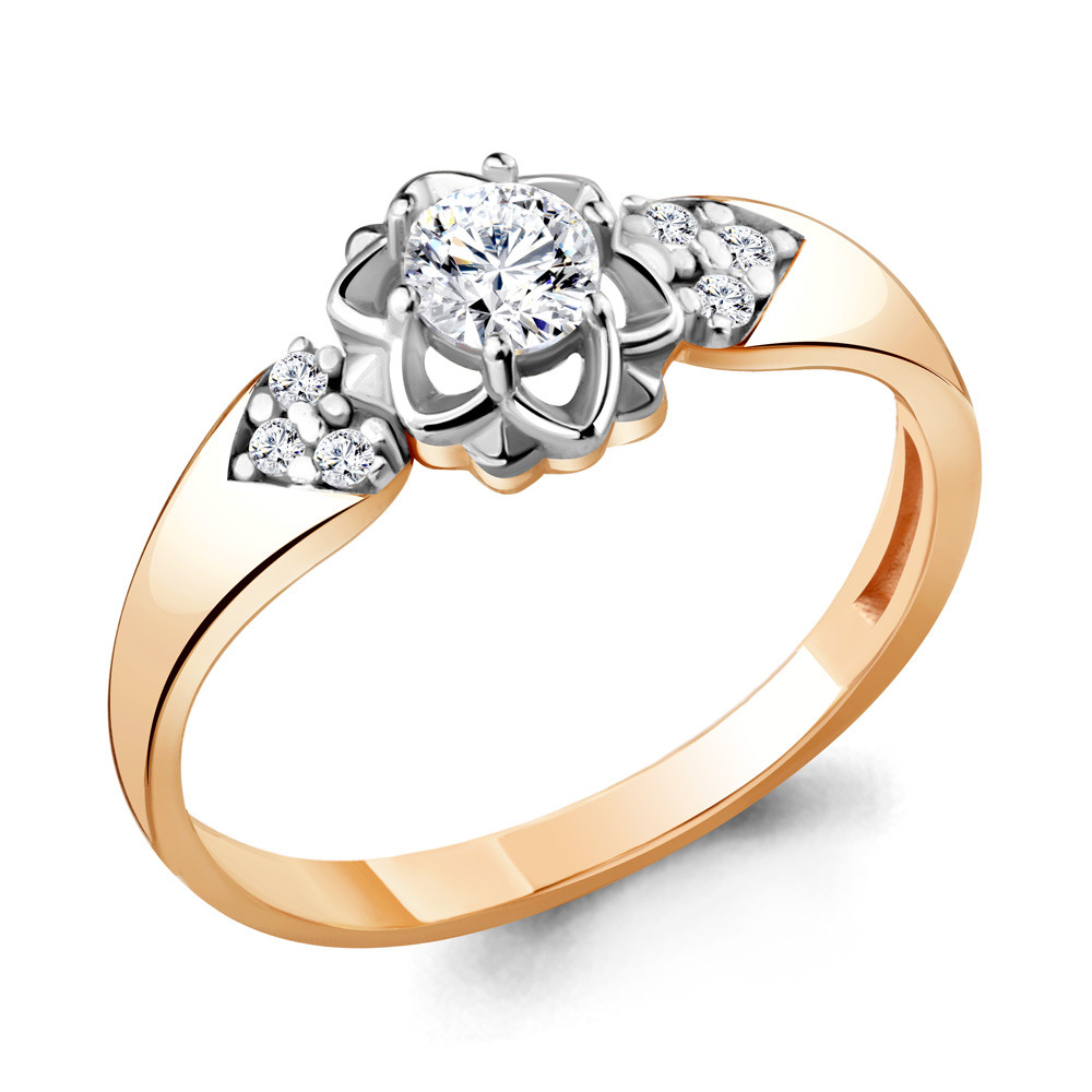 Кольцо из золоченого серебра с фианитами | Aquamarine