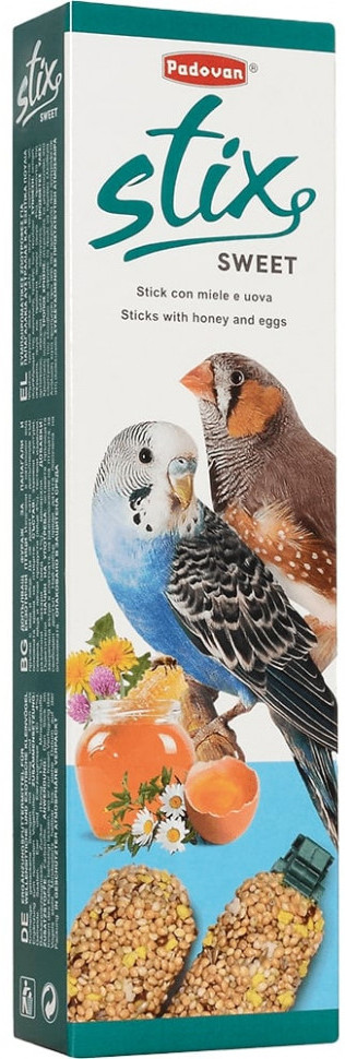 Лакомство для волнистых попугаев и экзотических птиц «Палочки с медом и яйцом» | Padovan
