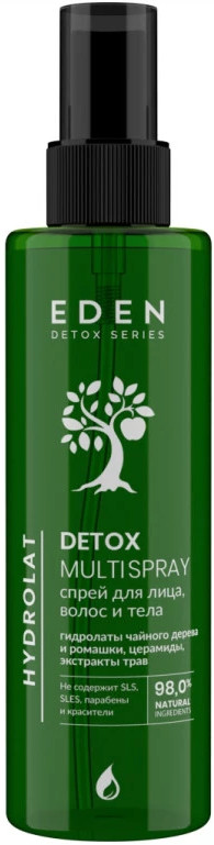 Спрей для лица, волос и тела увлажняющий с гидролатами ромашки и чайного дерева | Detox | Eden cosmetics