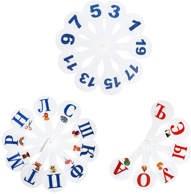 Набор веер-касс «Гласные, согласные, цифры» | Calligrata