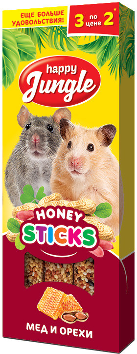 Палочки для мелких грызунов «Мед и орехи» | Happy Jungle