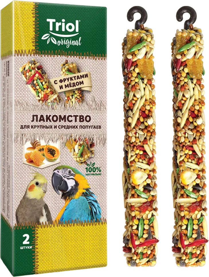 Лакомство для крупных и средних попугаев с фруктами и медом | Original | Triol
