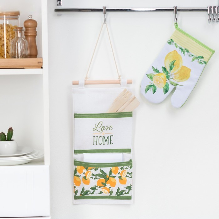 Кармашек текстильный «Love at Home» | Лимоны | Этель