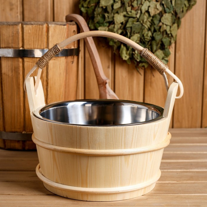 Ведро для бани с нержавеющей вставкой | Добропаровъ