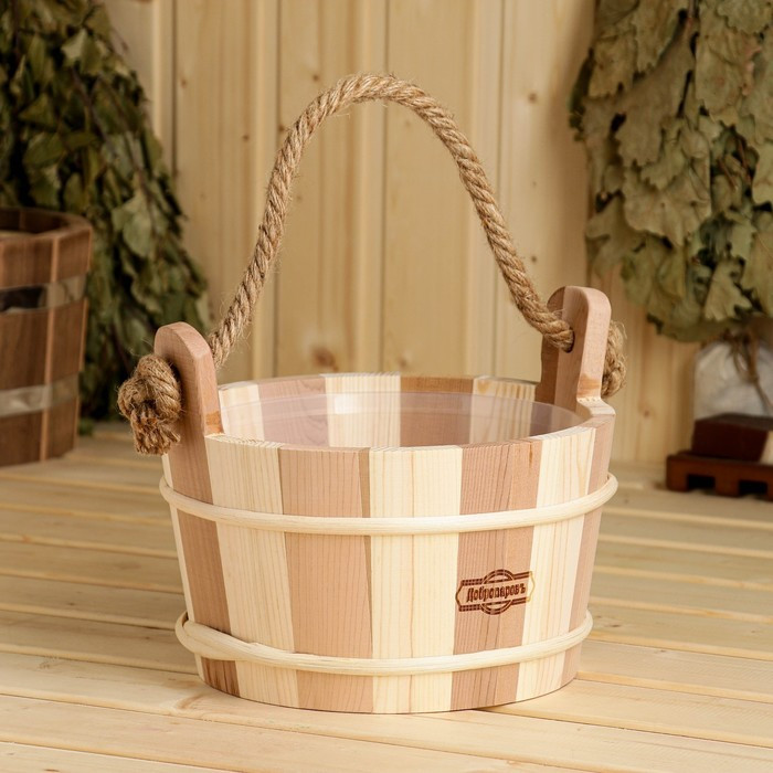 Ведро для бани с пластиковой вставкой | Добропаровъ
