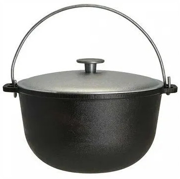 Казан походный чугунный с крышкой