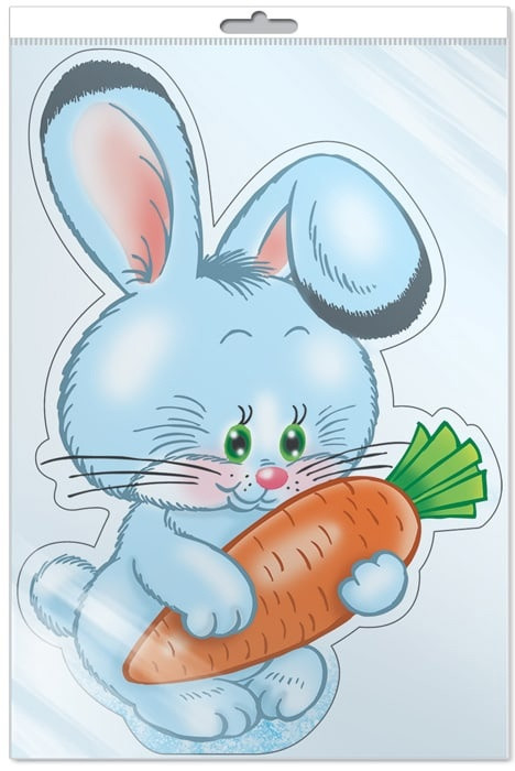 Плакат вырубной «Зайчик с морковкой» | Плакат вырубной А4