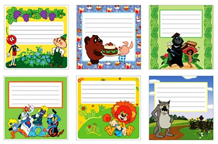 Комплект наклеек на тетради с персонажами из мультфильмов для мальчиков | Наклейки декоративные