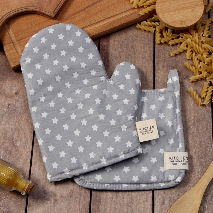 Набор прихваток «Звезды» | Белые звезды | Этель