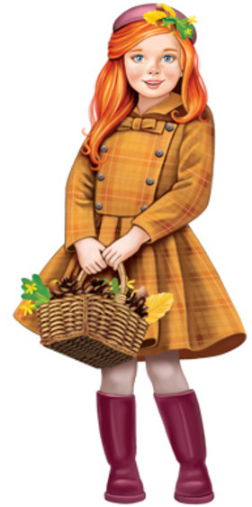 Плакат вырубной «Девочка с корзиной осенних листьев»