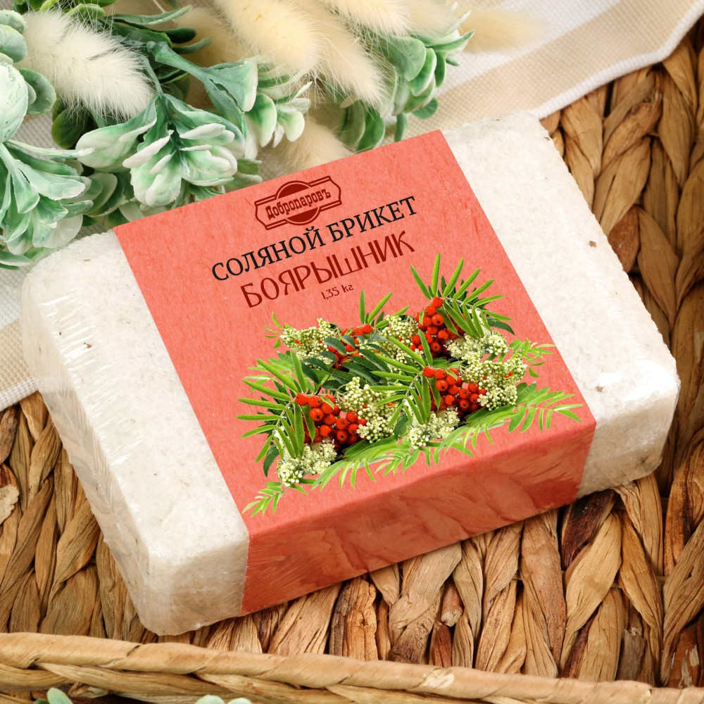 Соляной брикет с алтайскими травами «Боярышник» | Ароматная банька | Добропаровъ