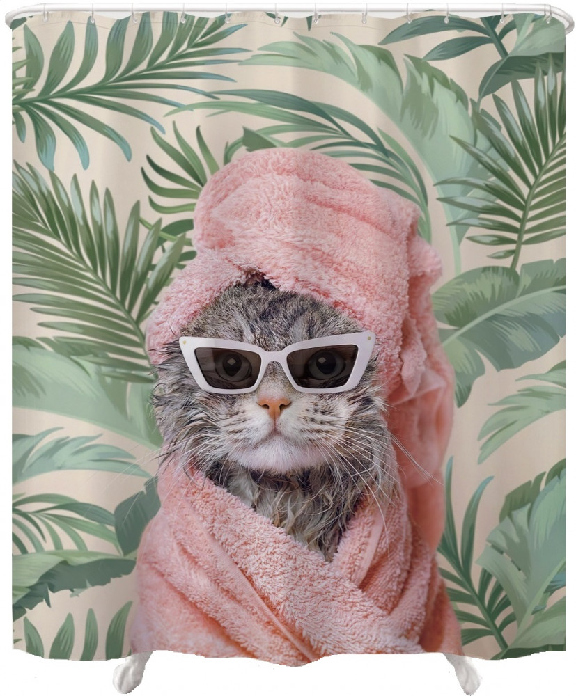 Штора для ванной «Гламурный кот» | GFL Home