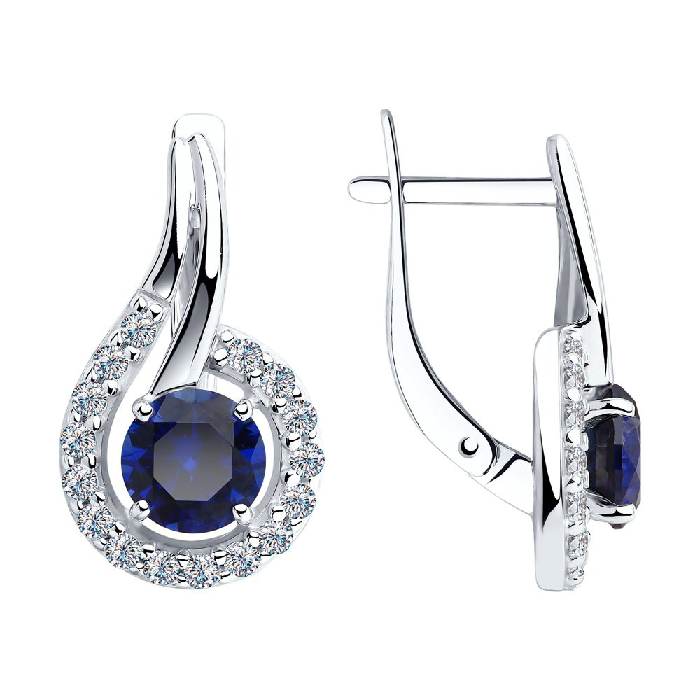 Серьги из серебра с корундами и фианитами | SOKOLOV