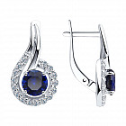 Серьги из серебра с корундами и фианитами