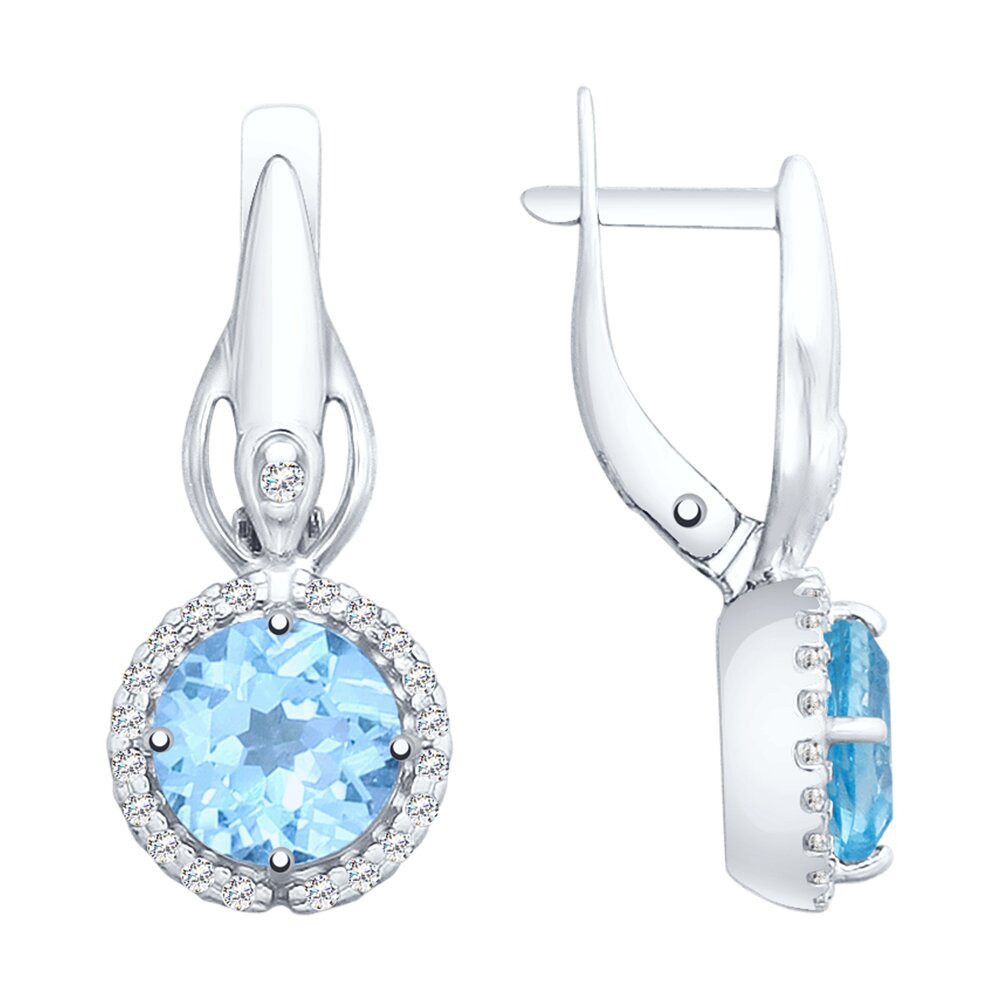 Серьги из серебра с топазами и фианитами | SOKOLOV