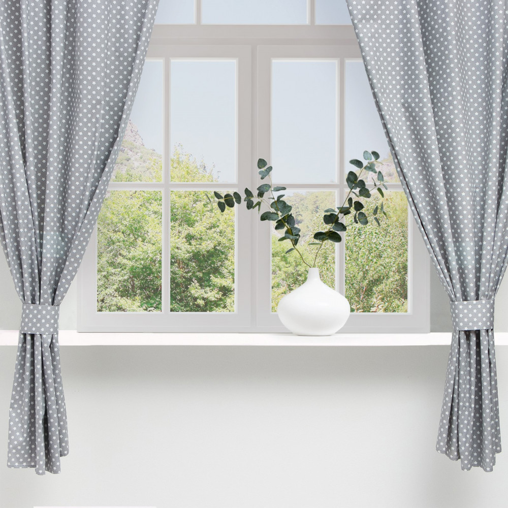 Комплект штор для кухни | Белые звезды | Этель